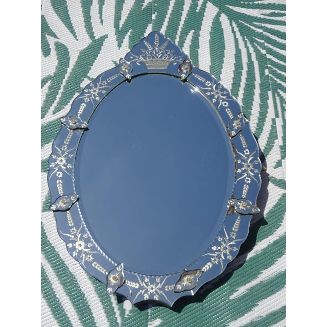 Oval Venetian Mirror with Pediment, 1950s For Sale - Image 12 of 17