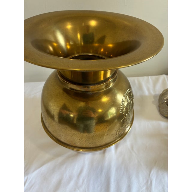 Brass Vintage Pony Express Chewing Tobacco Brass Advertising Spittoon For Sale - Image 8 of 11