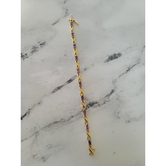 2 Carat X Style Amethyst Tennis Bracelet For Sale - Image 4 of 4