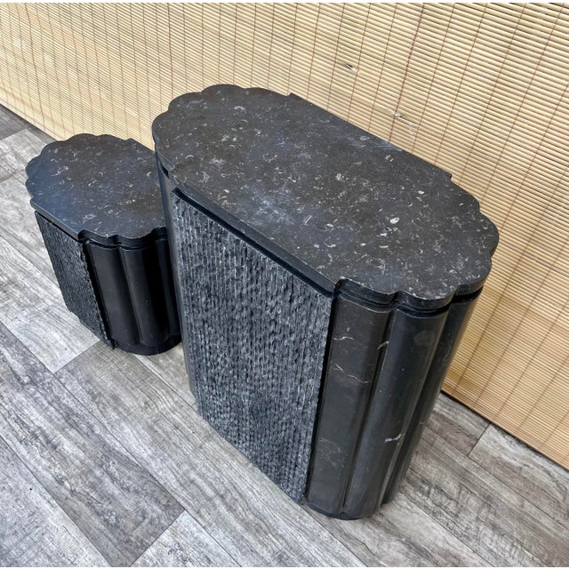 Stone A Pair of Postmodern Marble Pedestals. Circa 1980s For Sale - Image 7 of 12
