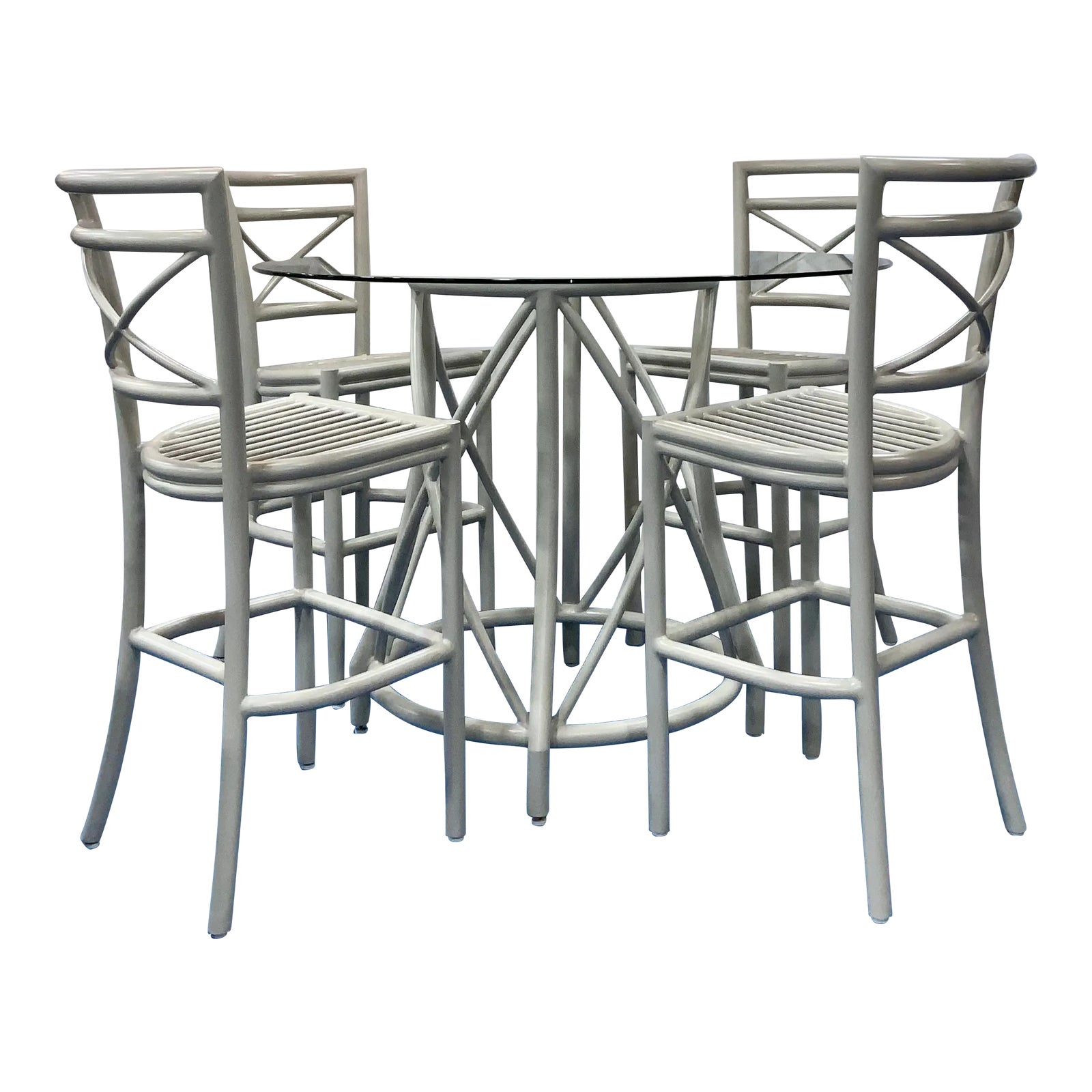 Baker / McGuire Modern Dove Gray Outdoor Gondola High Top Dining Table