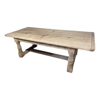 Large Deep Oak Farmhouse Dining Table, 1920 For Sale