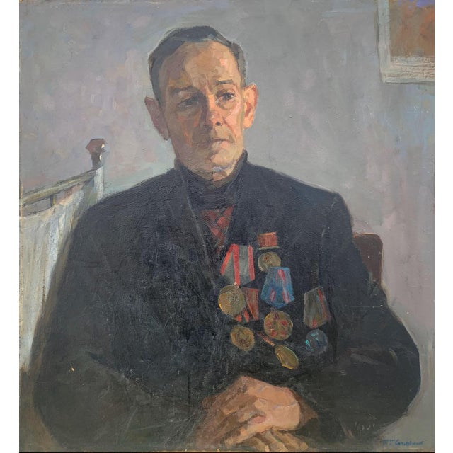 Portrait Man Oil Painting Original Art Ukrainian Artist Sokolovsky G.G., 1983 For Sale