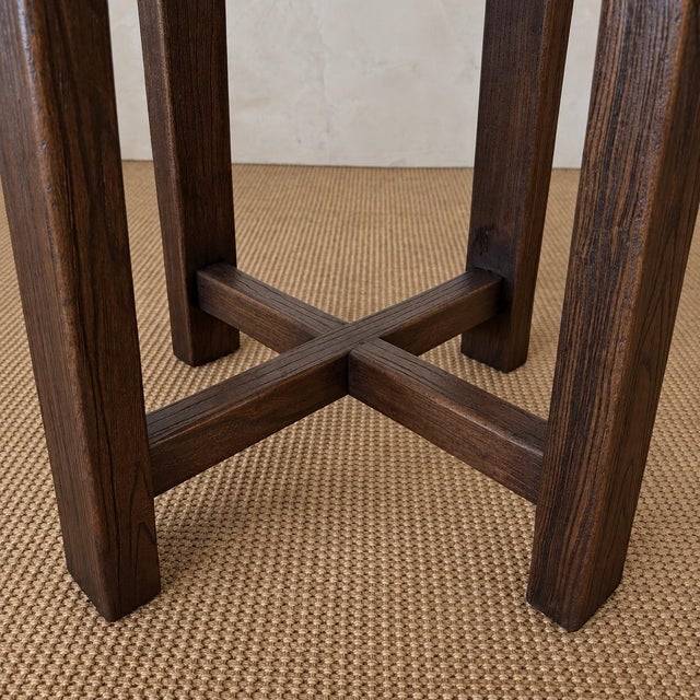 Hana Dining Table in Reclaimed Elm Wood- Dark Walnut -by Bloom Home 42″ For Sale In Los Angeles - Image 6 of 14