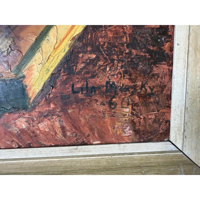 1970’s Lila Mirsky Mid-Century Modern Still Life Oil on Masonite Painting – Wood Framed For Sale - Image 10 of 12