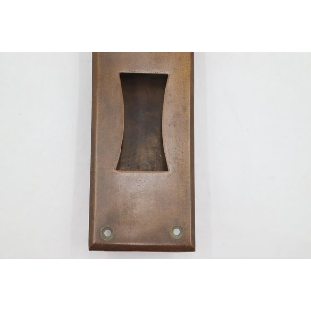 Traditional Vintage 13.75 In. Brass Push Plate With Recessed Pull For Sale - Image 3 of 5