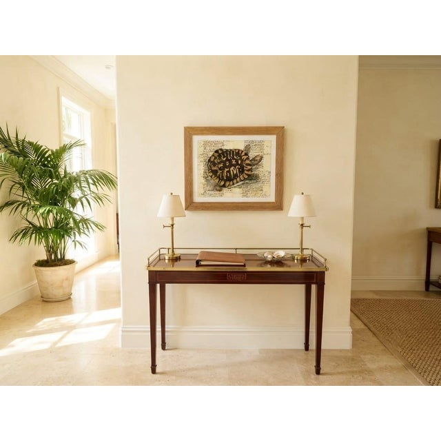 Vintage Tortoise & Manuscript Botanical-Style Art Print in Reeded Wood Frame For Sale - Image 11 of 12