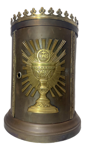 Large Antique Bronze Religious Catholic Church Altar Tabernacle Offering Box