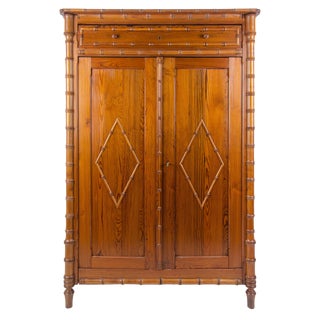 1900s French Colonial Faux Bamboo Armoire For Sale