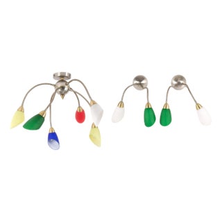 Italian Appliques and Wall Lamp in Glass, 1960s, Set of 3 For Sale