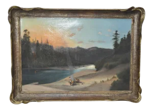 Frederick Bauer Mountain Landscape W/Figures by a River