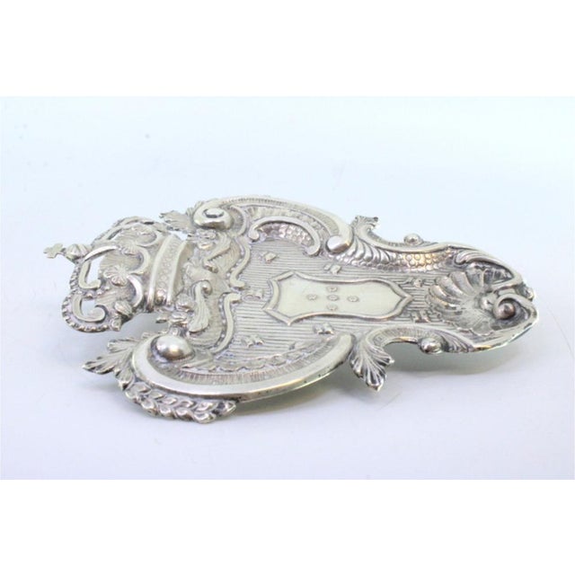 Wall Tray in Cut Silver with Embossed Coat of Arms For Sale - Image 4 of 6