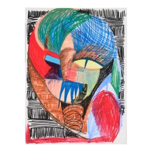 Abstracted Cubist Cat Portrait in Pastel on Paper by Michael William Eggleston