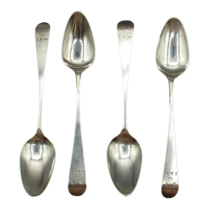 1805 English Set of 4 Sterling Silver Teaspoons by Alice & George Burrows II