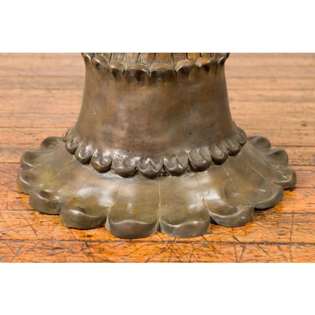 Bronze Contemporary Bronze Acanthus Leaves & Palmettes Flower Pedestal For Sale - Image 8 of 12
