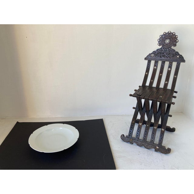 White Chinese Asian White Ceramic Platter Bowl Scalloped Rim Huge Heavy 18.25 In. D. For Sale - Image 8 of 10