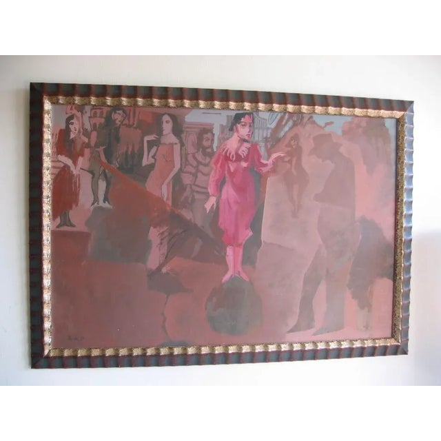 This wonderful theatrical acrylic painting by Harvey Parks from 1984 is dated and signed. This very theatrical painting is...