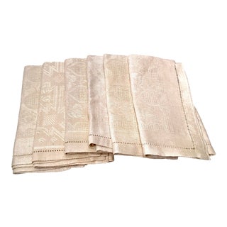 Vintage Mid Century Damask Dinner Napkins - Set of 6 For Sale