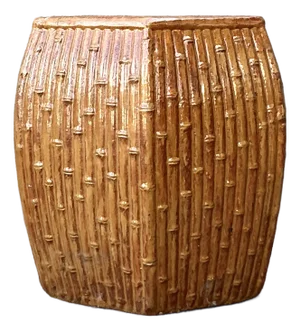 Vintage Boho Bamboo Glazed Ceramic Low Stool