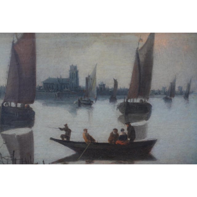 Mid 18th Century Hendrick De Meyer - Sailing Vessels Off the Coast, c.1770 Dutch, Oil on Panel, Framed For Sale - Image 4 of 8