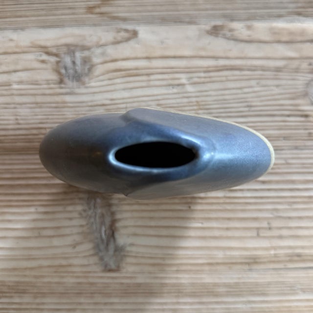 Late 20th Century Contemporary Sculptural Ceramic Bud Vase in Matte Charcoal & Earth Glaze For Sale - Image 5 of 6