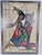 Textile Vintage Framed Embroidered Harp Player Wall Art Tapestry, 1970s For Sale - Image 7 of 7