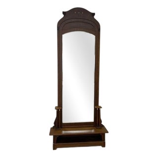 Antique Art Deco Standing Mirror in Walnut, 1930s For Sale