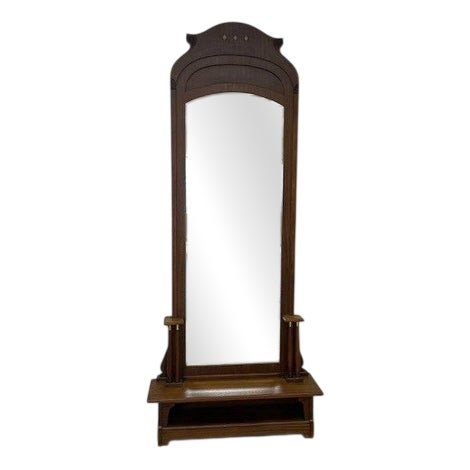 Antique Art Deco Standing Mirror in Walnut, 1930s For Sale
