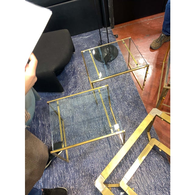 Beautiful Two tier side tables Brass, comes with Clear Glass tops 1970s France . Good quality tables