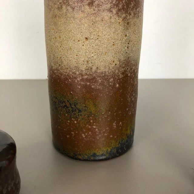 Brown Ceramic Studio Pottery Vases by Elmar and Elke Kubicek, Germany, 1970s, Set of 3 For Sale - Image 8 of 18