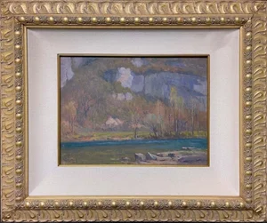 1990s Emile Wegelin Untitled Original Oil on Board Hand Signed Framed Landscape