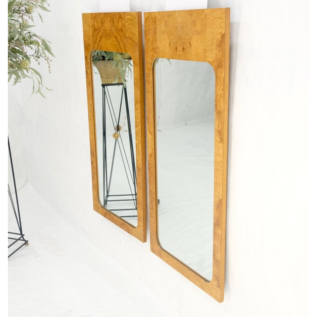 Brown Burl Walnut Mid Century Modern Milo Baughman Rectangle Wall Mirrors - A Pair For Sale - Image 8 of 12