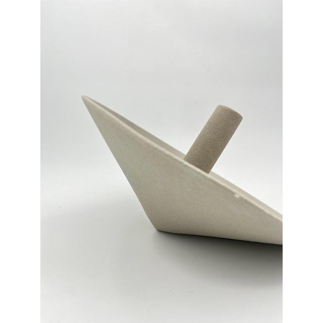 Beige Vintage Beige Ceramic Spindle Solifloer Vase by Lineasette, Italy, 1980s For Sale - Image 8 of 11