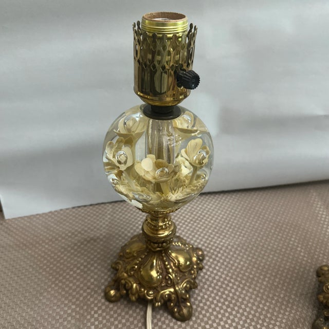 Mid-Century Modern Two 12” Lamps With Side Base Stamp Maude and Bob St Clair 1983 Paperweight For Sale - Image 3 of 11