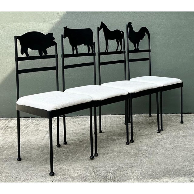 Late 20th Century Vintage Metal Farm Animal Chairs - Set of 4 For Sale - Image 5 of 12