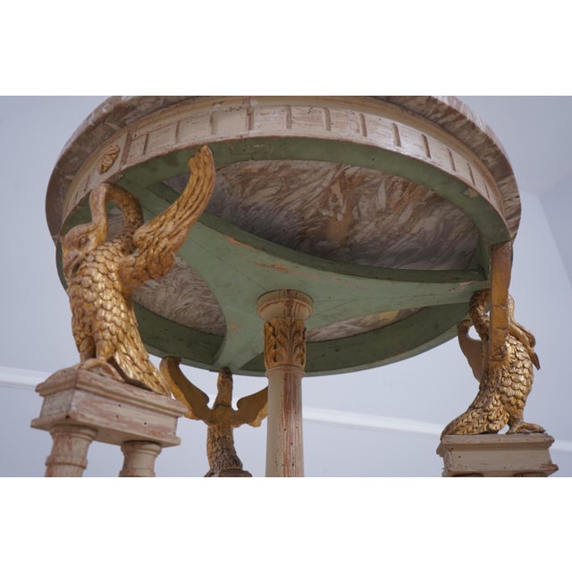 Vintage Louis XVI Marble Top Round Lamp Table W. Swans For Sale - Image 13 of 13