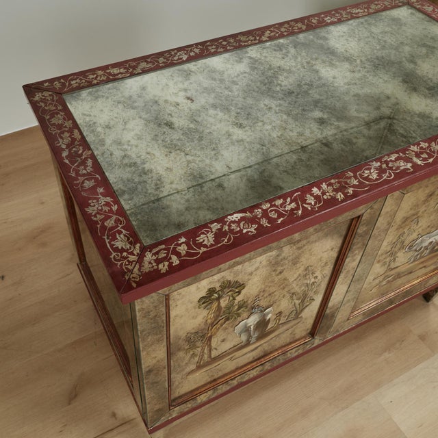 Pair of Antique Italian Eglomise Mirrored Cabinets With Elephants and Palm Trees For Sale - Image 12 of 18