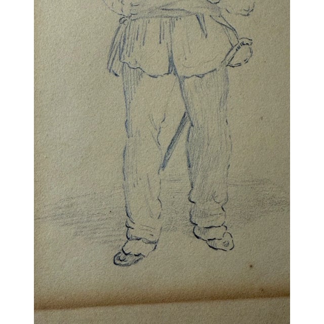 19th Century 1830 French Military Portrait of Man in Uniform Armed Drawing Sketch For Sale - Image 5 of 9