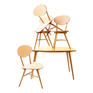 Mid-Century Modern Dining Set with Formica Table and Four Chairs, 1950s, Set of 5 For Sale