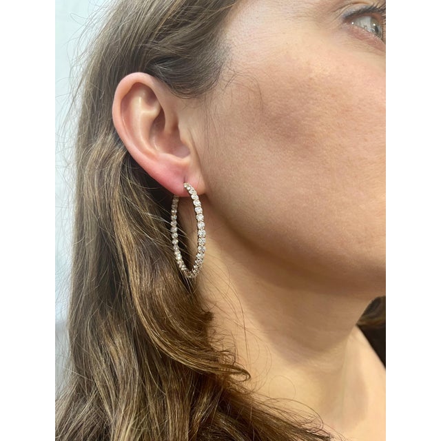 7.92 Carat Diamond Inside Out Hoop Gala Cocktail Earrings in 14 Karat Rose Gold For Sale - Image 11 of 18