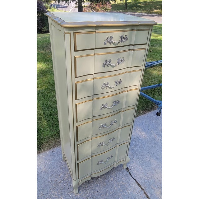 1970s French Provincial tall 7-drawer lingerie chest (item #417-2) from the Permacraft line by Sanford Furniture of North...