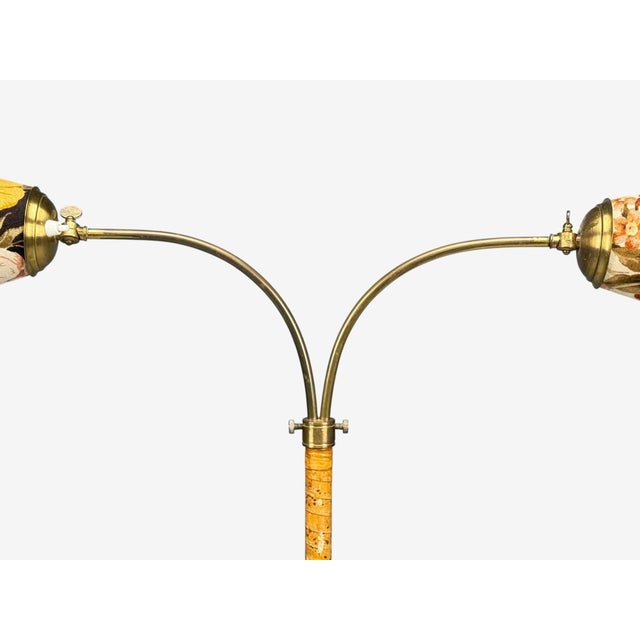 Corona Belysning, Floor Lamp, Wood, Brass, Fabric, Sweden, 1940s For Sale - Image 9 of 18