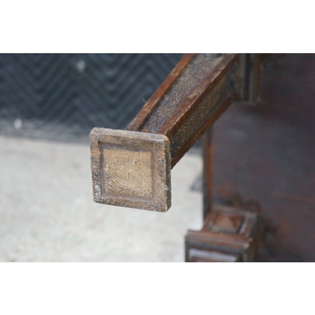 Antique Victorian English Tudor Oak Foyer Hall Entry Piano Bench 48" For Sale - Image 14 of 17