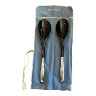 Vintage Mid-Century Modern Sterling Silver Salad Set- Set of 2 For Sale