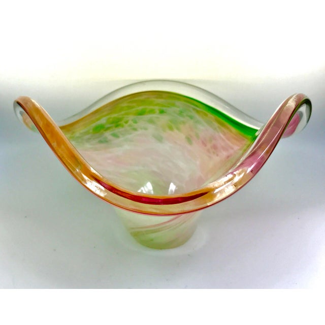 Glass Mid-Century Murano Pastel Swirls Zanfirico Organic Form Bowl For Sale - Image 7 of 13