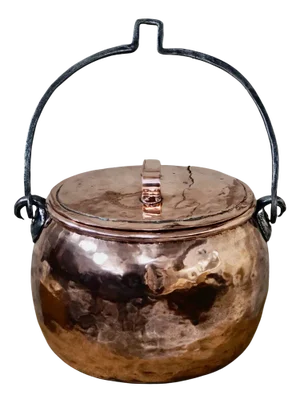 Victorian Polished Copper & Iron Cooking Pot