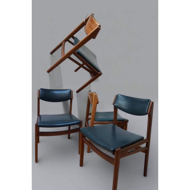 - Set of 4 vintage mid-century Scandinavian solid teak dining chairs, 1960s - Designer/maker unknown - Unique organic...