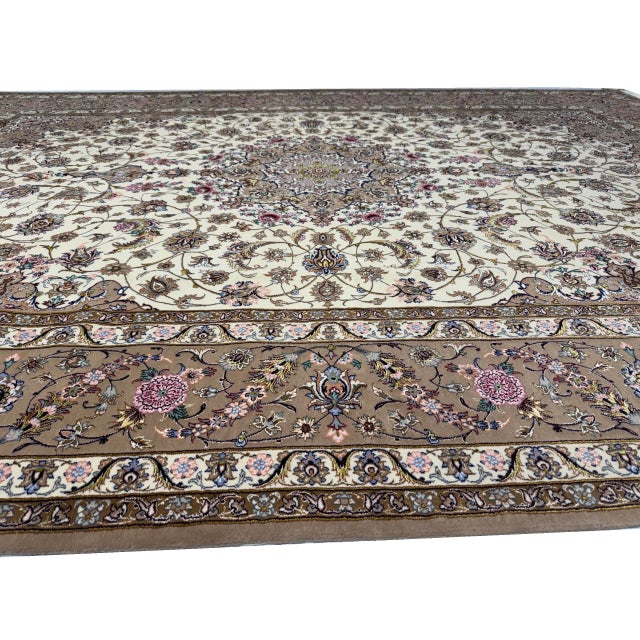 Super Fine Hand Knotted Persian Silk & Wool Isfahan Rug 8'3"x 11'9" For Sale - Image 15 of 16