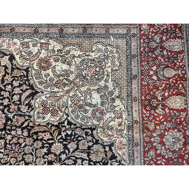 A Vintage 100% Hand Knotted 8'x10' Persian Qum Silk Area Rug For Sale - Image 9 of 9