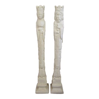 Tall King & Queen Plaster Lamp Bases - a Pair For Sale